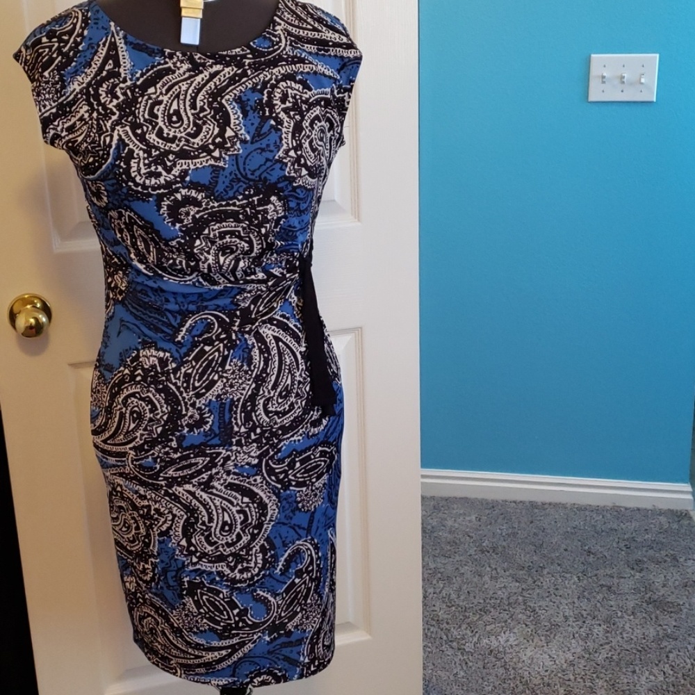 Blue Paisley Side Tie Dress
